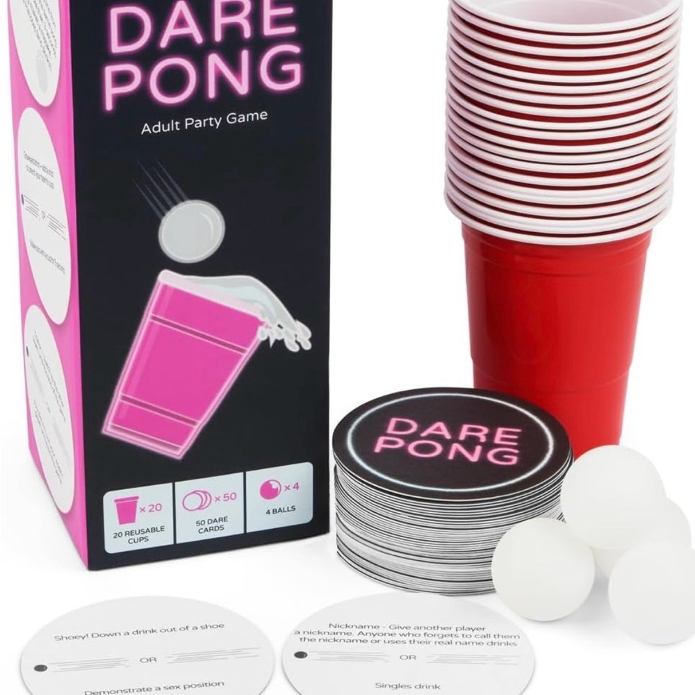 DARE PONG - beer pong game - adult drinking party game - new in box.